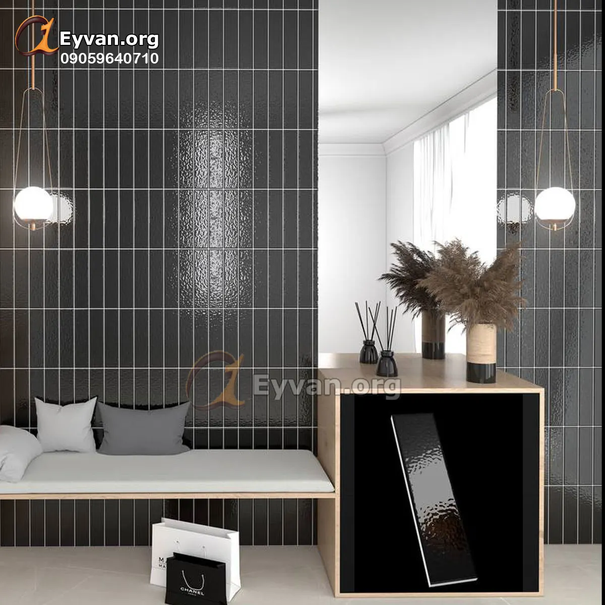 کاشی بین کابینتی مشکی کد 2027